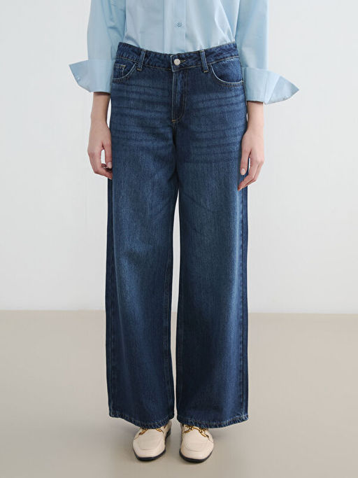 Y?ksek Bel Wideleg Kad?n Jean Pantolon