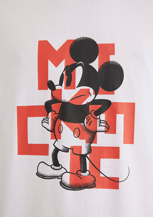 Mickey Mouse Bask?l? Beyaz Tisort - Mavi фото 8