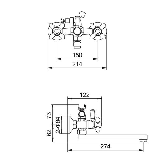 Смеситель для ванны Accoona A6482G, двухвентильный, белый/хром