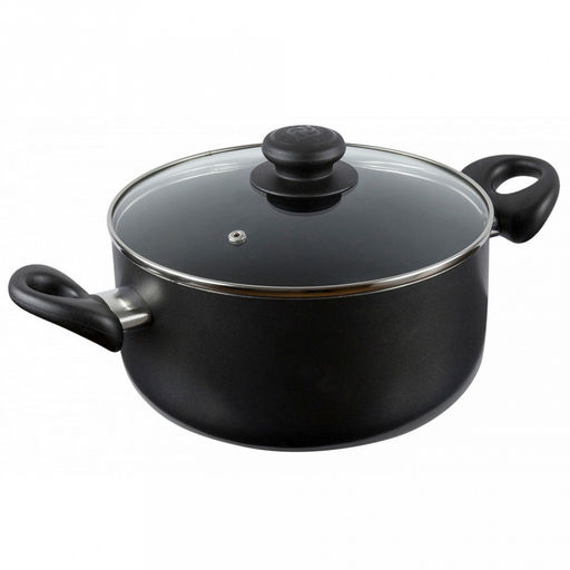 Kumir Кастрюля с антипригарным покрытием 2,5л, д20см, h8,6см, s2,5мм, штампованный алюминий, стеклянная крышка, бакелитовые ручки (Россия)