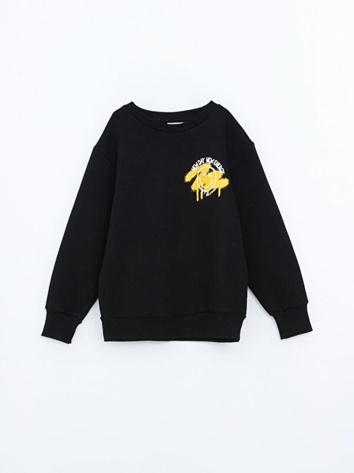 Smileyworld Bask?l? Erkek ?ocuk Kal?n Sweatshirt