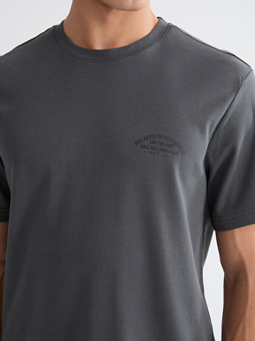 Bisiklet Yaka Bask?l? Erkek Ti??rt