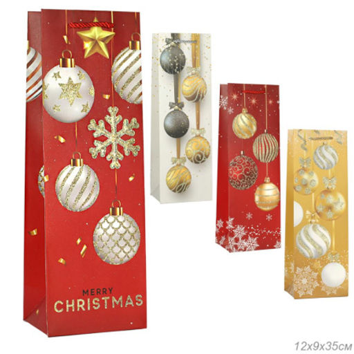 Цена за 12 шт. Пакет подарочный 12х35х9 Новый год / 424 /уп 12/960/под бутылку микс - ГалеонТрейд фото 6
