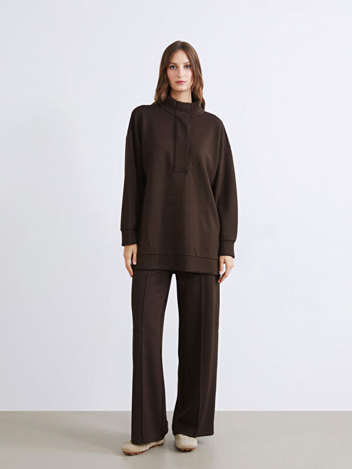 Dik Yaka Oversize Kad?n Sweatshirt Tunik