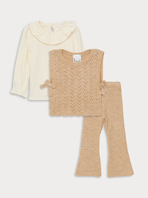 Bisiklet Yaka Uzun Kollu K?z Bebek 3l? Tak?m - Waikiki фото 3