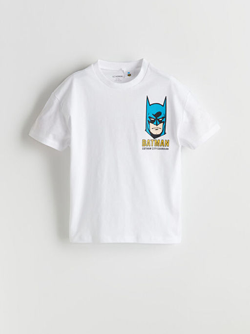 Bisiklet Yaka Batman Bask?l? Erkek ?ocuk Ti??rt