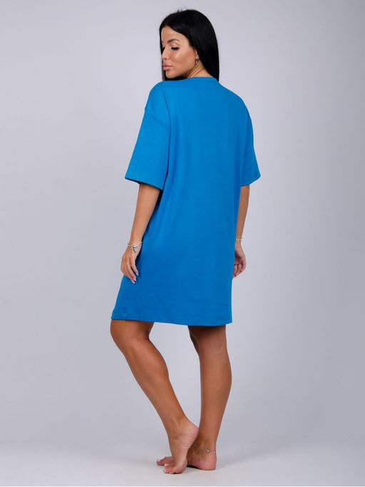 Сорочка Беверли синий, интерлок пенье - Малина фото 3