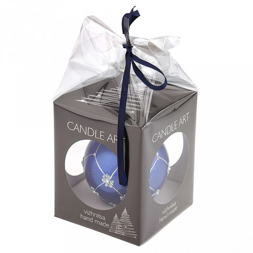 Елочная игрушка шар стеклянная д9,5см, синий металлик, ручная художественная роспись, подарочная упаковка (Россия) - Домашняя мода фото 7