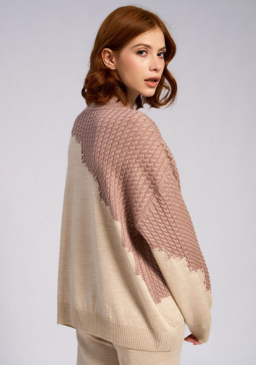 WW-2514 Джемпер трикотажный с ажурной вставкой Волна опал