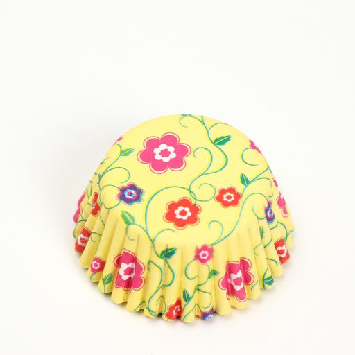 Цена за 300 шт. Форма для выпечки кексов бумажная UPAK LAND «Цветы», 3.5×2 см, одноразовая, жёлтая