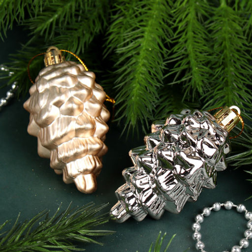 Елочное украшение Шишка 8 штук 8 см / 5620 /уп 72/ микс (Красный) - Галеонтрейд фото 5