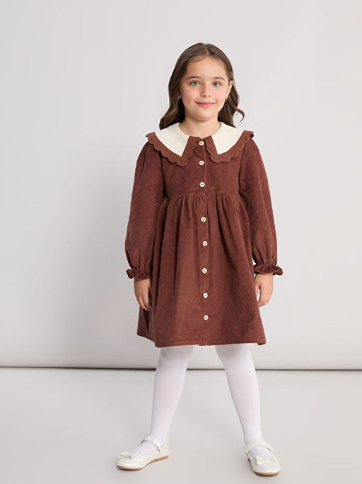 Bebe Yaka K?z ?ocuk Kadife Elbise