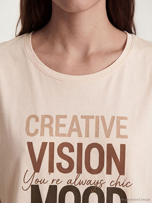 Bisiklet Yaka Bask?l? Kad?n Pijama Tak?m