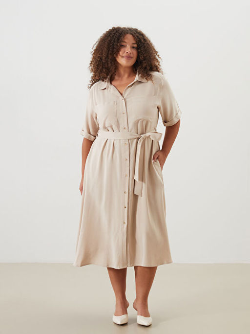 Keten Kar???ml? G?mlek Elbise