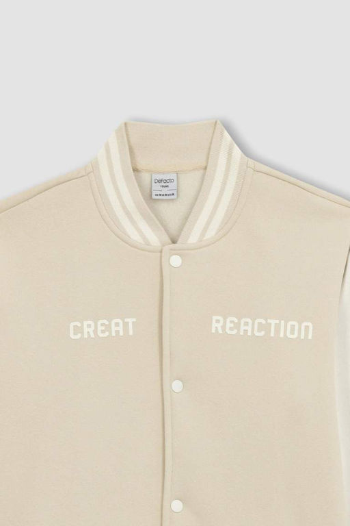 Мягкий пушистый кардиган обычного кроя с воротником-бомбером и принтом на спине - Defacto фото 8