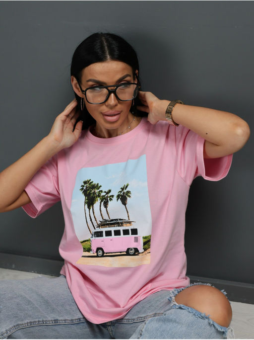 Футболка Пальма розовый женская - София фото 4