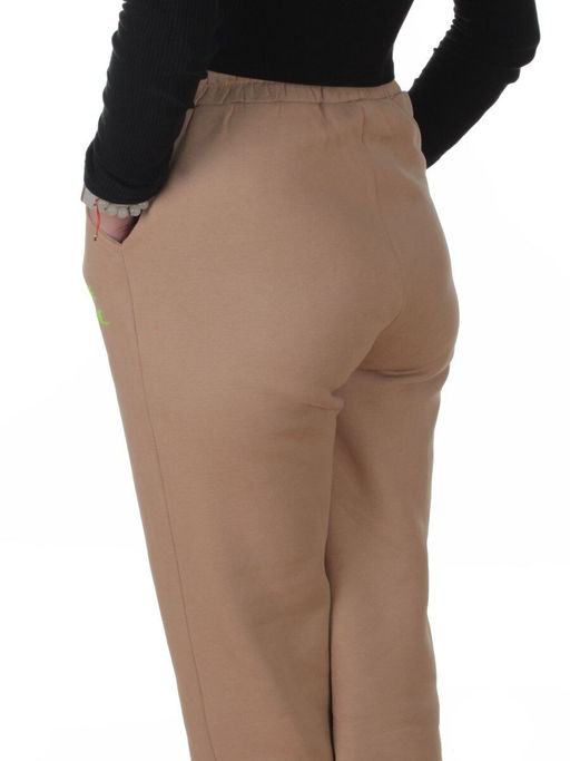 2621 BEIGE Штаны спортивные утепленные женские (85% хлопок, 10% полиэстер, 5% спандекс)