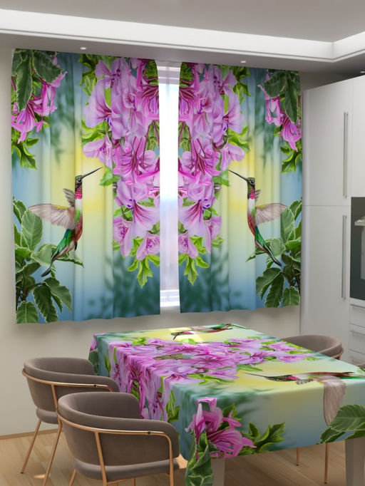 Фотошторы для кухни Сказочный колибри Фотошторы ткань Габардин