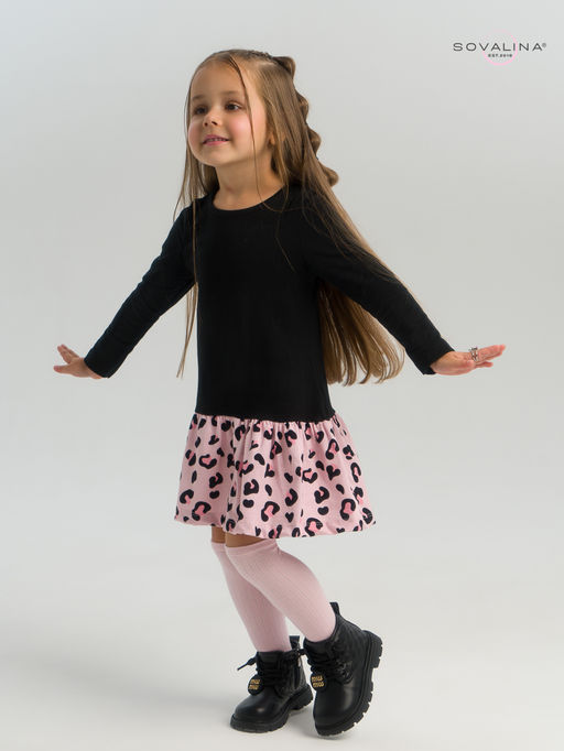 Платье Алиса дл/р черный-нежный леопард - Sovalina фото 12