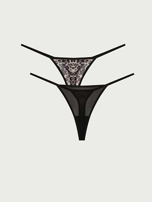 Leopar Desenli Fantezi Brazilian K?lot 2li Paket