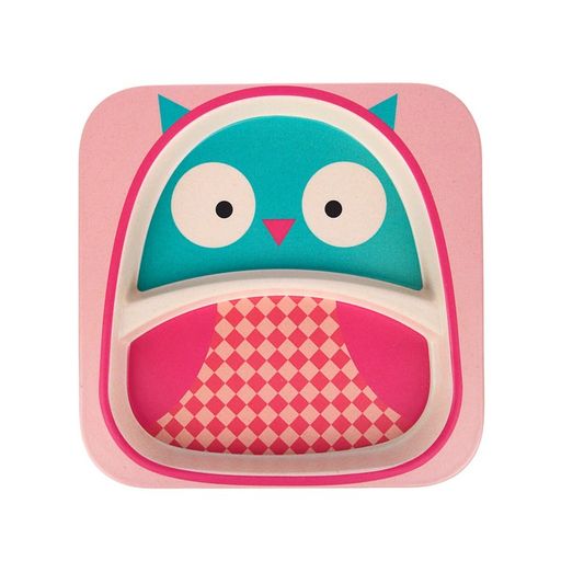 Набор детской посуды из бамбука Совушка, 5 предметов: тарелка, миска, стакан, столовые приборы - Крошка я фото 3