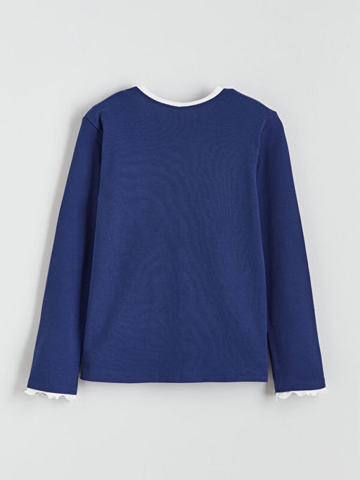 Bisiklet Yaka Bask?l? K?z ?ocuk Ti??rt