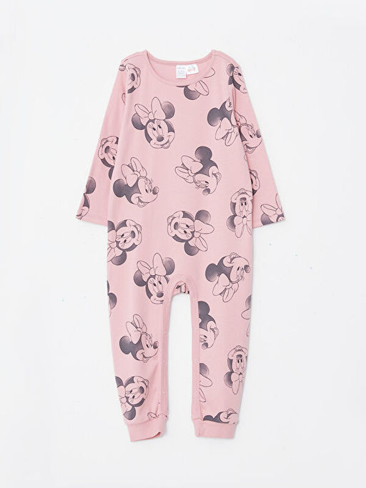 Bisiklet Yaka Uzun Kollu Minnie Mouse Bask?l? K?z Bebek Tulum 2li - Waikiki фото 2