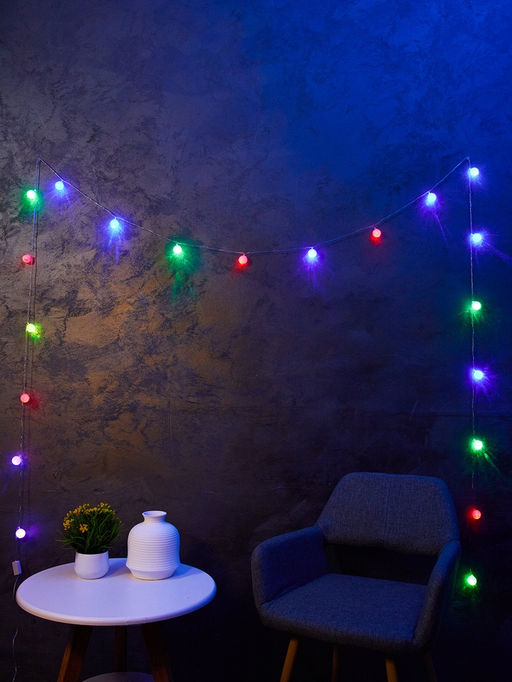 Гирлянда Нить 5 м с насадками Шарики акриловые, IP20, прозрачная нить, 20 LED, свечение мульти (RG/RB), мигание, 220 В - Luazon lighting фото 8