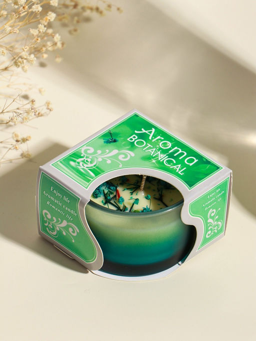 Ароматическая свеча в стакане Aroma botanical, сухоцветы зелень, роза, 7.5×7.5×5 см