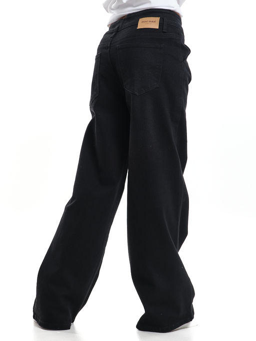 Джинсы черные подростковые палаццо для весны и лета 33-1074 черный - Mini maxi фото 21