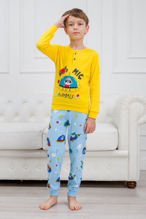 Пижама детская из интерлока Улыбка енот в нло - Амадэль фото 4