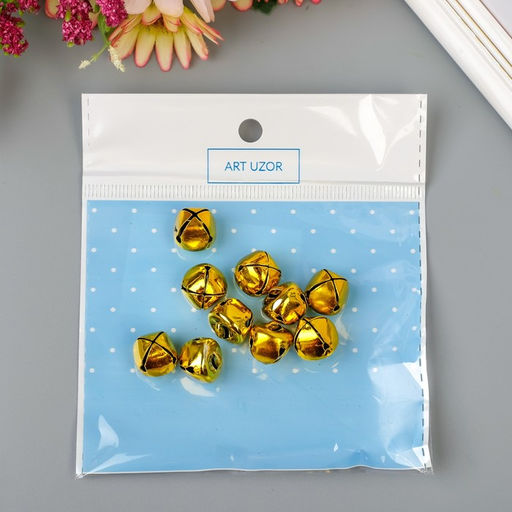 Набор декора для творчества Колокольчики золотые d=1,3 см набор 10 шт - Арт узор фото 4
