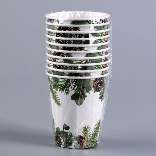 Цена за 10 шт. Стакан бумажный одноразовый «С Новым годом»