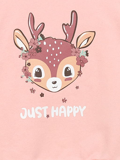 Bisiklet Yaka Bask?l? K?z Bebek Sweatshirt ve E?ofman Alt 2li - Waikiki фото 3