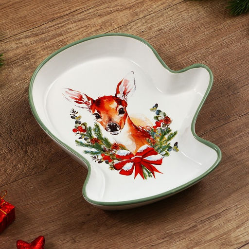 Блюдо керамическое «Новогодняя сказка», 20×17.5×3 см, ручная работа