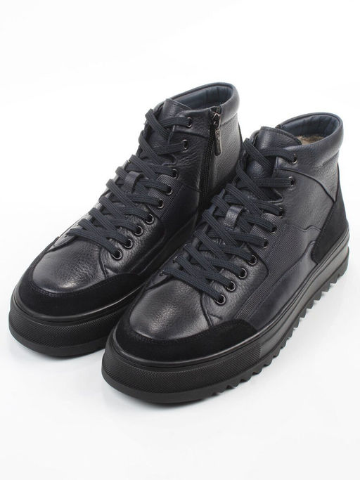 05-B203B-1M-C DK.BLUE Ботинки зимние мужские (натуральная кожа, натуральный мех)