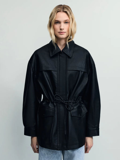 Парка на кулиске из искусственной кожи / Zarina  фото 4