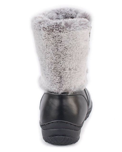 Унты женские на литой подошве. Черные., Мех "шиншилла". Короткие. Молния.