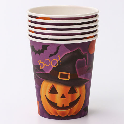 Цена за 6 шт. Стакан одноразовый бумажный «Весёлая тыква», 250 мл , на Хэллоуин