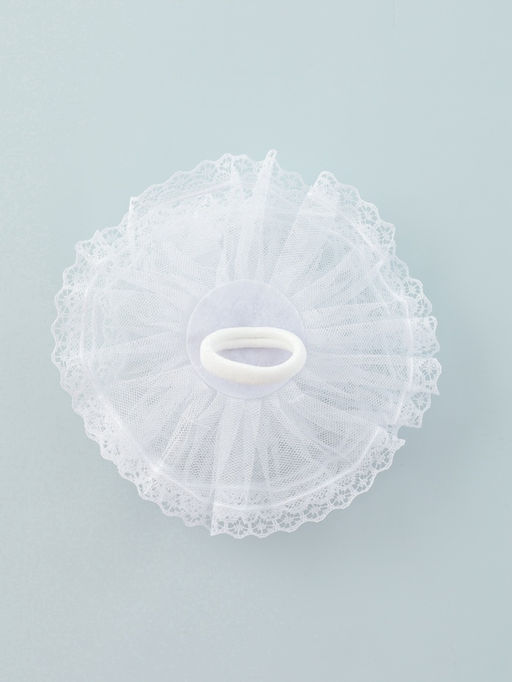 Цена за 6 шт. Бант для волос на резинке «Школьница», волна кружева, d=16 см, белый