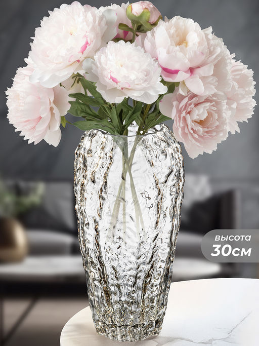 Ваза 15*15*30 см 3 л, серо-коричневый, стекло