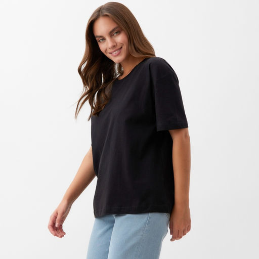 Футболка женская KAFTAN: Basic line, чёрная, размер 52-54