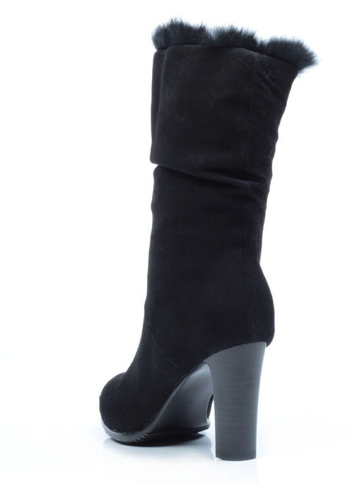 F16-181M BLACK Полусапоги зимние женские (натуральная замша, натуральный мех (полностью))