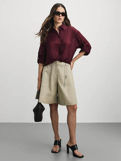 Рубашка из тенселя с патами на рукавах / Zarina  фото 2