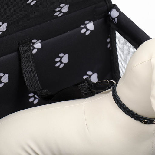 Автокресло для животных 40*30*25 см, чёрное с белыми лапками - Пижон фото 5