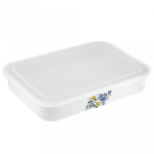 "Ромашковое поле" Лоток эмалированный 2,5л, пластмассовая крышка (Россия)