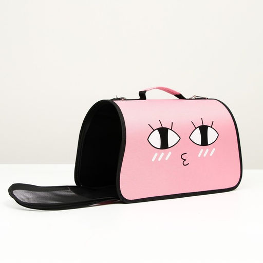 Сумка - переноска для животных Воздушный поцелуй, каркасная, размер L, 53 х 21 х 29 см, розовая 69 - Пижон фото 2