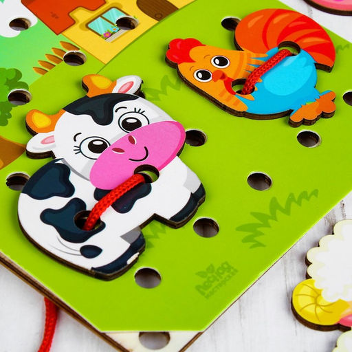 Деревянная игрушка-шнуровка Ферма - Лесная мастерская фото 6