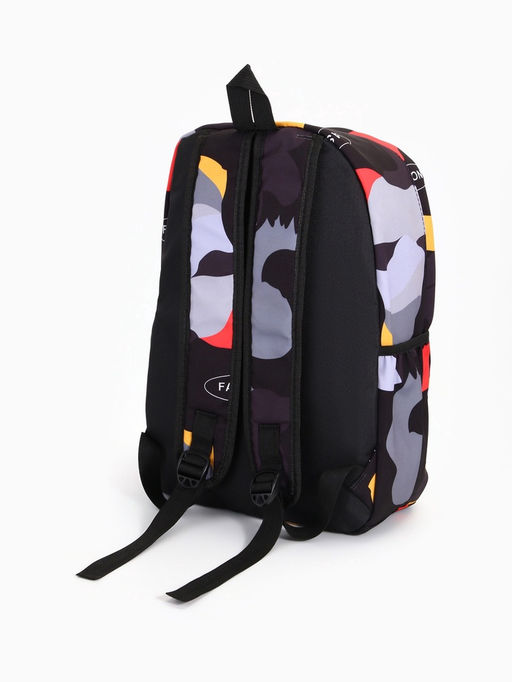 Рюкзак школьный на молнии, с карманами, с абстрактным рисунком, размер 30?13?42 см, с принтом, чёрный