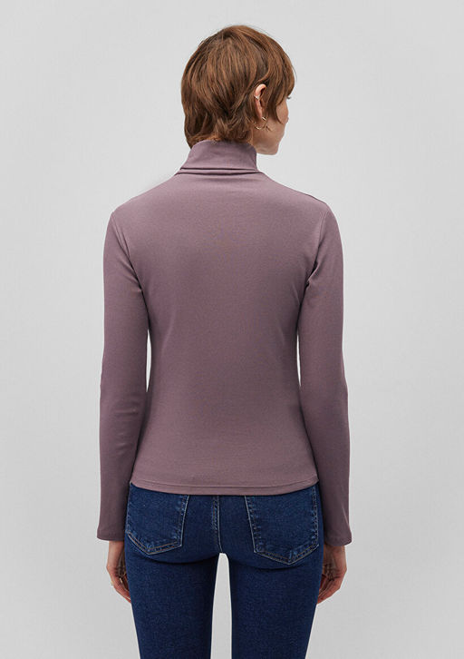 Dik Yaka Mor Tisort - Mavi фото 4